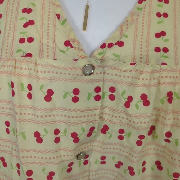 Vintage Moon Dance Sleeveless Cherry Top‎ Artist Smock Vest Pearl Snap Size 3X - Picture 4 of 8